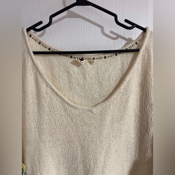 Roxy Knit Serene Morning Fringed High Low Colourful Coastal Poncho Medium/Large - Picture 8 of 15